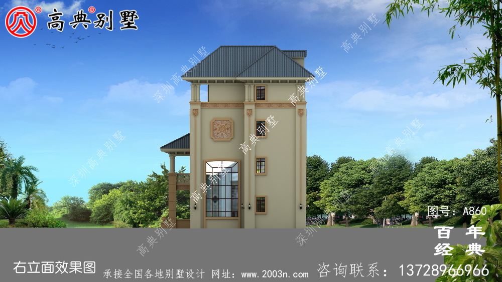 歐式四層復式雙拼別墅設計外觀圖紙_雙拼別墅效果圖紙