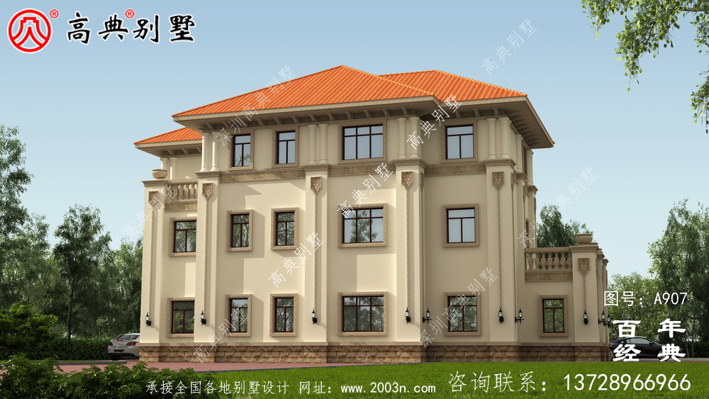 乡村上三层别墅自建房设计图纸及效果图_农村住宅设计图纸