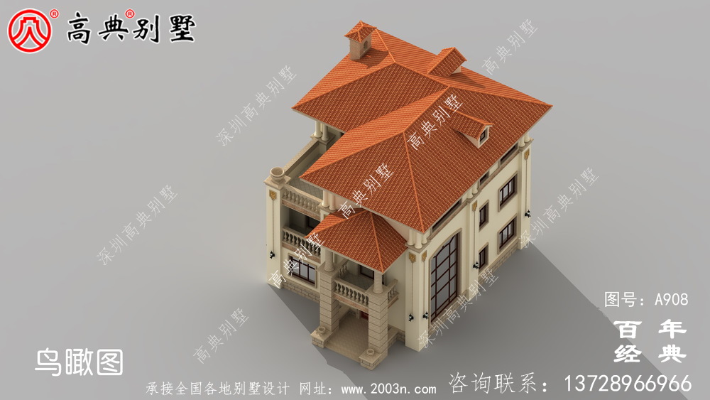 欧式三层带阳台别墅设计图纸及效果图_乡村三层别墅设计图
