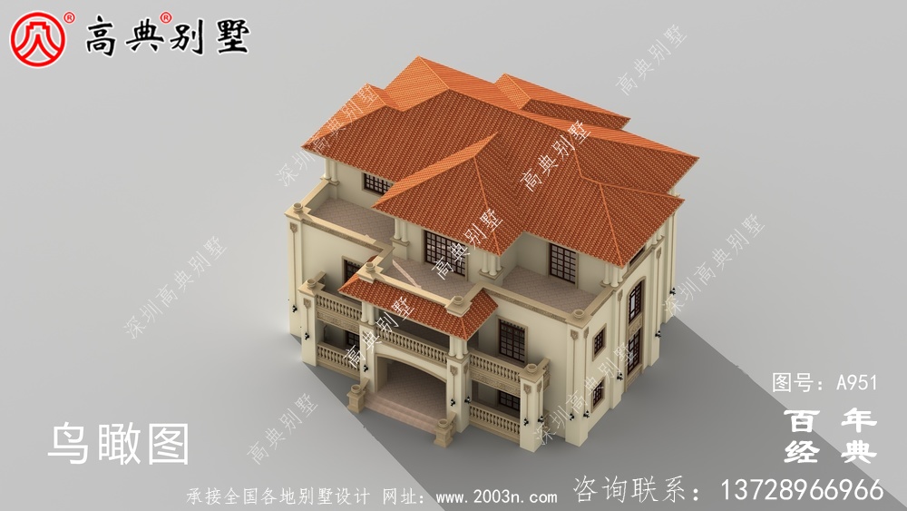 复式三层欧式别墅外观效果图与施工图设计_三层别墅设计图