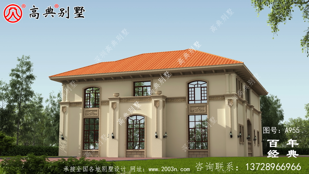新农村复式二层别墅设计图纸及效果图_乡村双层建造房屋设计图