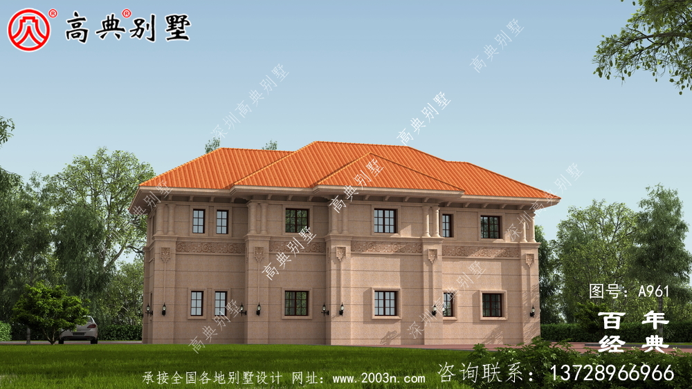 两层带车库的农村别墅设计图纸及效果图_两层农村自建别墅设计图