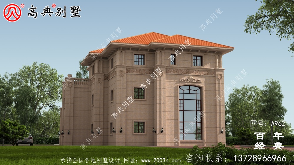 欧式大气复式三层别墅设计施工图及效果图_三层别墅图纸