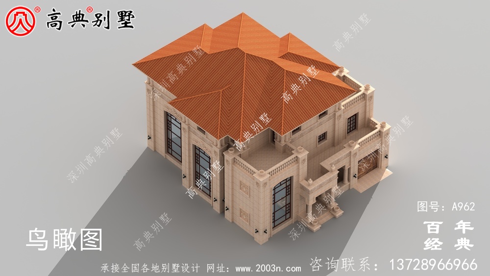 欧式大气复式三层别墅设计施工图及效果图_三层别墅图纸
