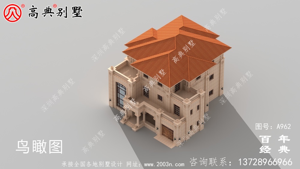 欧式大气复式三层别墅设计施工图及效果图_三层别墅图纸