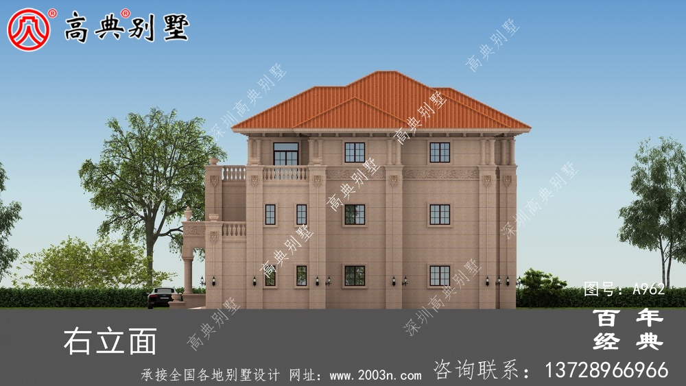 欧式大气复式三层别墅设计施工图及效果图_三层别墅图纸