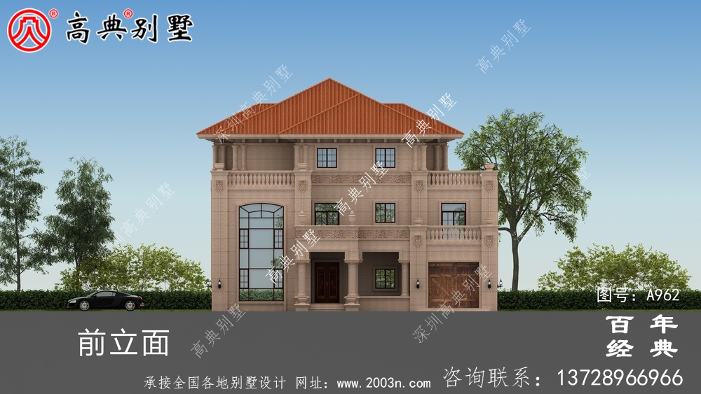 欧式大气复式三层别墅设计施工图及效果图_三层别墅图纸