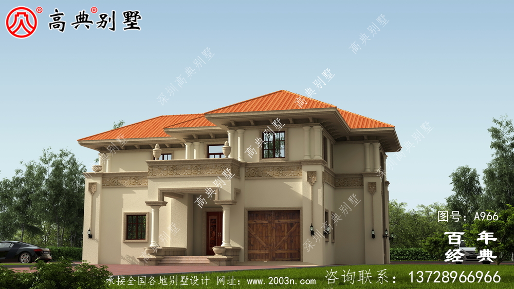 新农村建设二层带车库乡村小别墅设计图纸_农村双层自建房别墅图纸