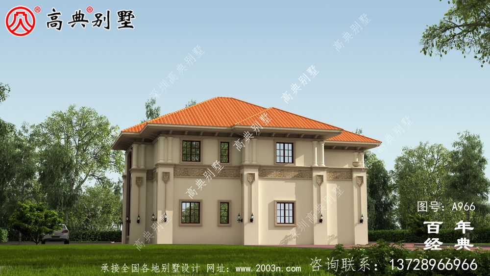 新农村建设二层带车库乡村小别墅设计图纸_农村双层自建房别墅图纸