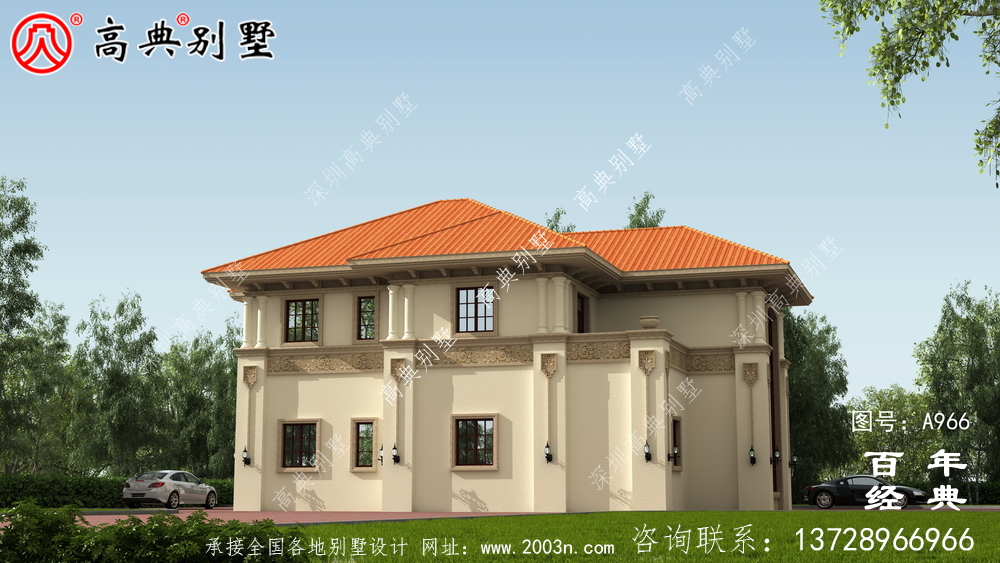 新农村建设二层带车库乡村小别墅设计图纸_农村双层自建房别墅图纸