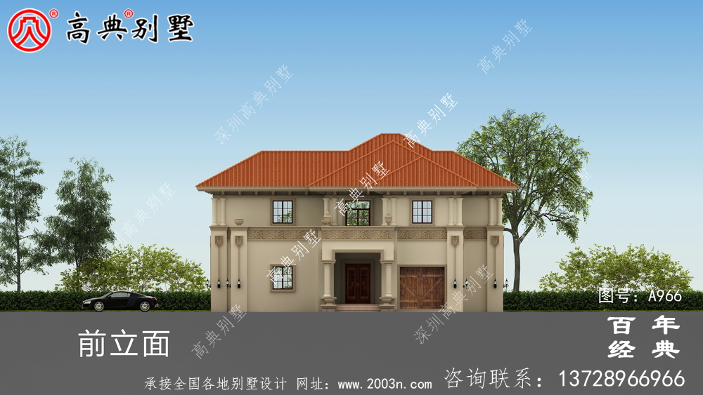 新农村建设二层带车库乡村小别墅设计图纸_农村双层自建房别墅图纸
