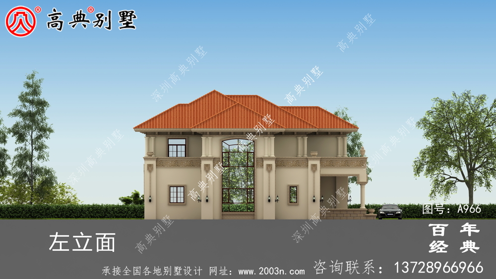 新农村建设二层带车库乡村小别墅设计图纸_农村双层自建房别墅图纸