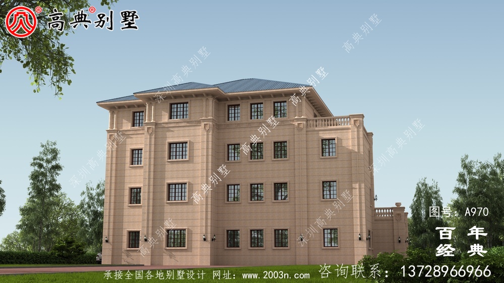 農村復式四層帶車庫別墅設計圖與效果圖_四層鄉村住宅設計圖