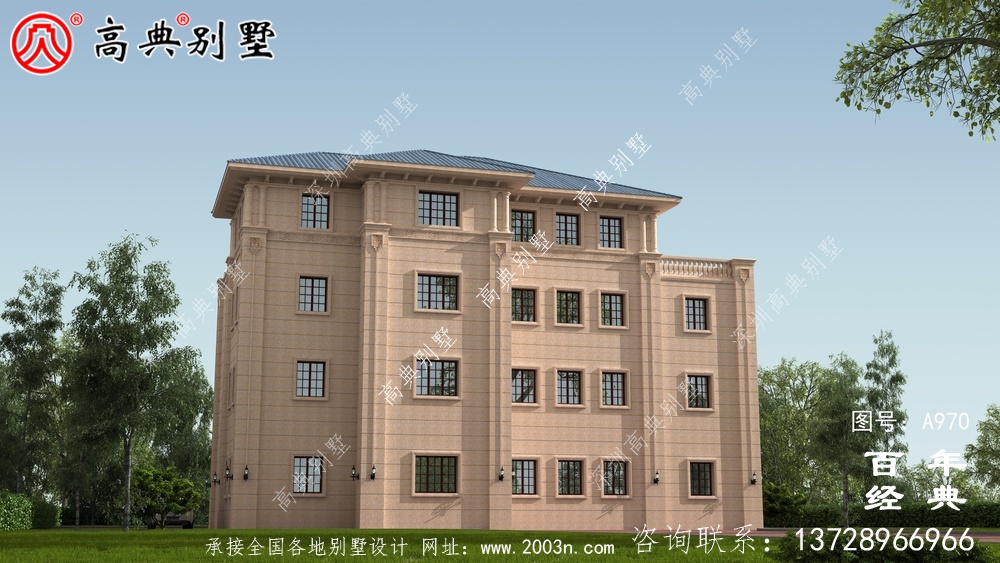 農村復式四層帶車庫別墅設計圖與效果圖_四層鄉村住宅設計圖