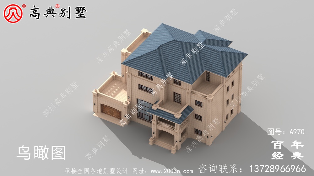 農村復式四層帶車庫別墅設計圖與效果圖_四層鄉村住宅設計圖