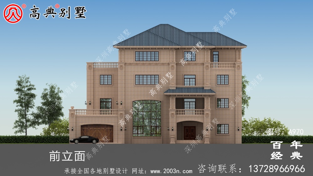農村復式四層帶車庫別墅設計圖與效果圖_四層鄉村住宅設計圖