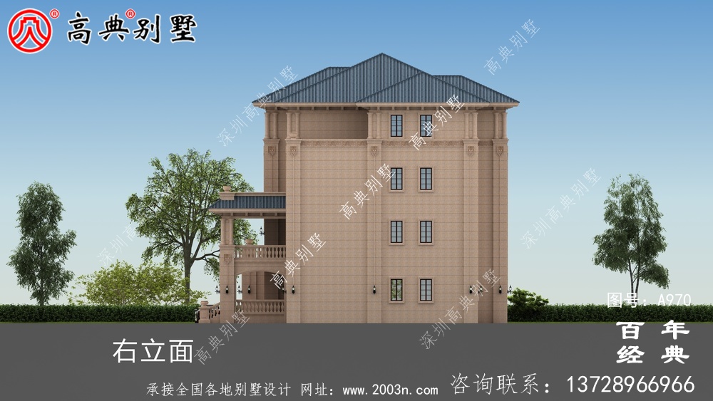 農村復式四層帶車庫別墅設計圖與效果圖_四層鄉村住宅設計圖