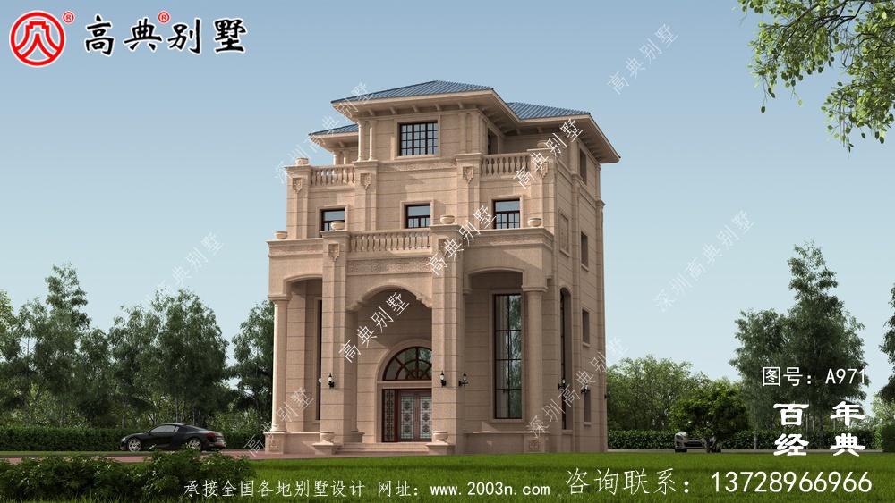 高檔復式四層歐式別墅建筑設計圖紙及效果圖_四層住宅設計圖