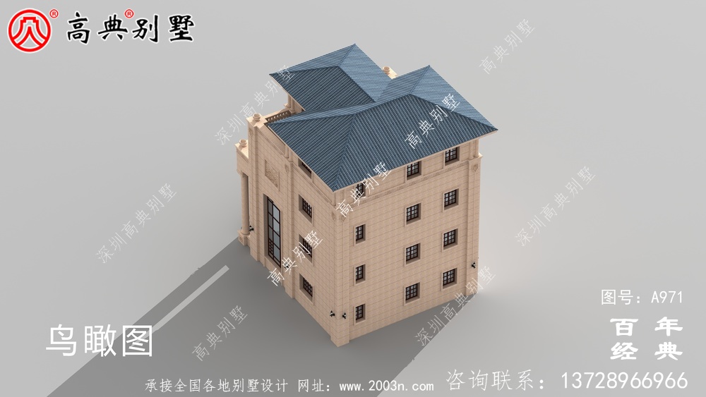 高檔復式四層歐式別墅建筑設計圖紙及效果圖_四層住宅設計圖