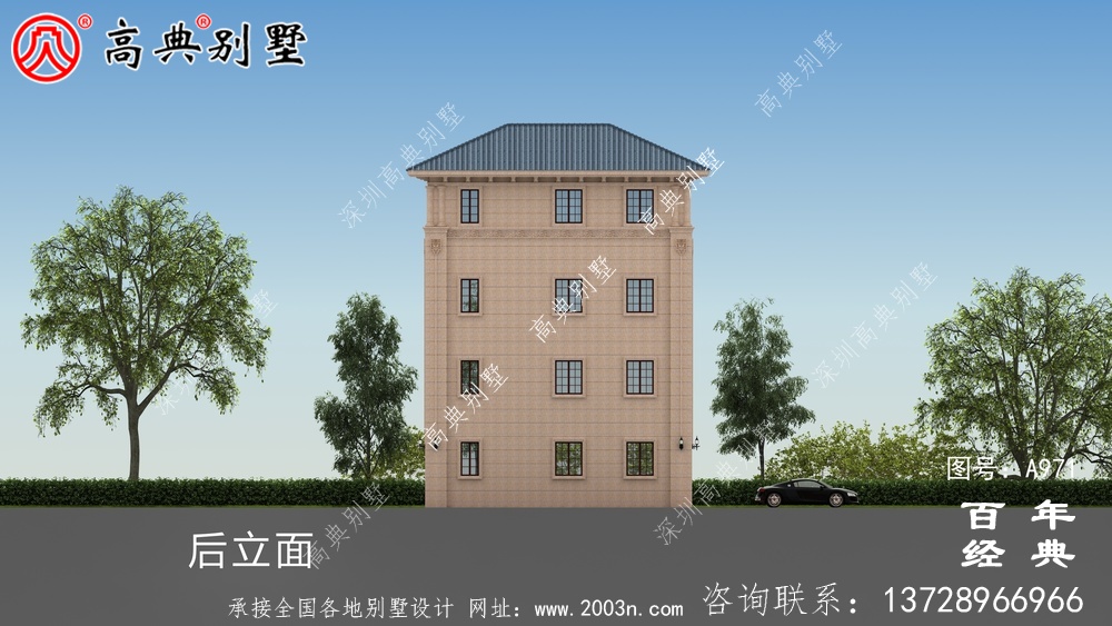 高檔復式四層歐式別墅建筑設計圖紙及效果圖_四層住宅設計圖