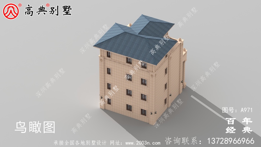 高檔復式四層歐式別墅建筑設計圖紙及效果圖_四層住宅設計圖