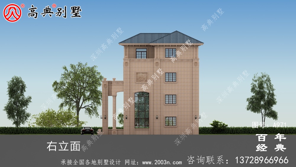 高檔復式四層歐式別墅建筑設計圖紙及效果圖_四層住宅設計圖