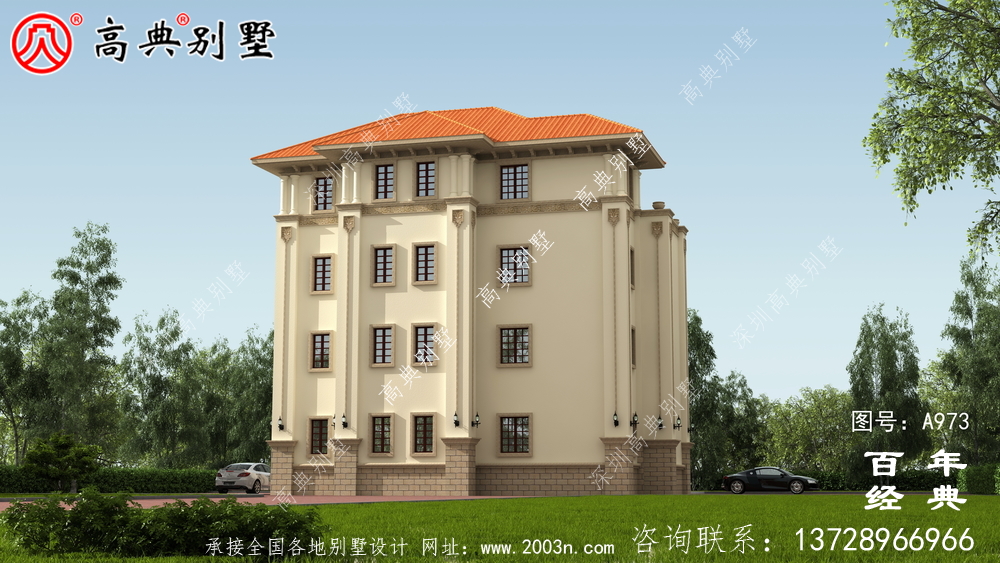 歐式四層獨棟別墅設(shè)計圖紙及效果圖_四層鄉(xiāng)村住宅設(shè)計圖