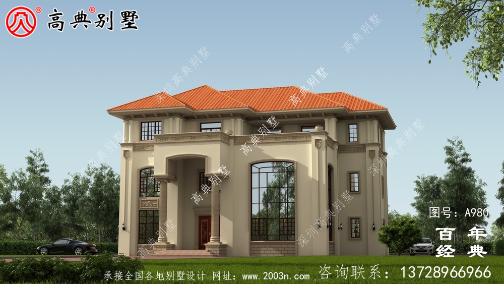 欧式三层舒适别墅带露台设计图及效果图_乡村三层别墅设计图 欧式三层舒适别墅带露台设计图及效果图_乡村三层别墅设计图