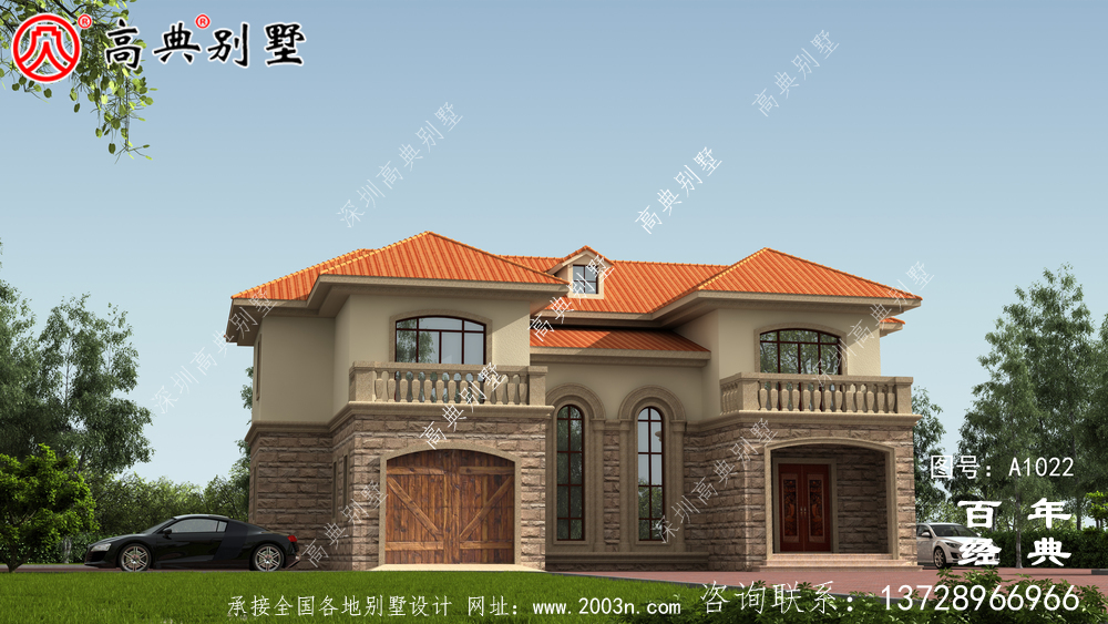 两层带车库简约型欧式别墅设计图纸_双层自建房别墅图纸 两层带车库简约型欧式别墅设计图纸_双层自建房别墅图纸