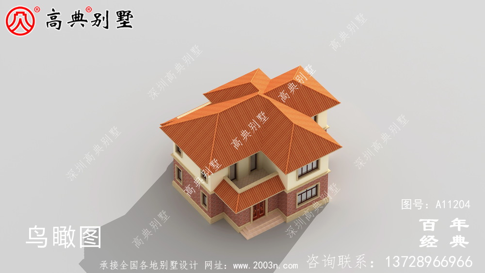 两层欧式小别墅外观世纪效果图及施工图设计_两层别墅设计图