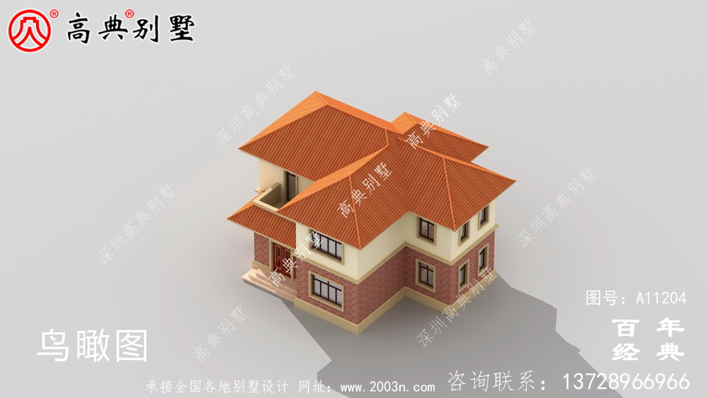 两层欧式小别墅外观世纪效果图及施工图设计_两层别墅设计图