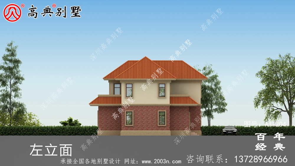 两层欧式小别墅外观世纪效果图及施工图设计_两层别墅设计图