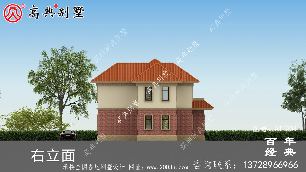 两层欧式小别墅外观世纪效果图及施工图设计_两层别墅设计图