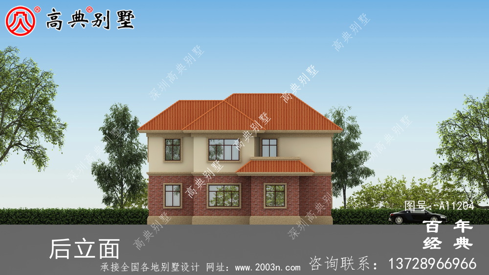 两层欧式小别墅外观世纪效果图及施工图设计_两层别墅设计图