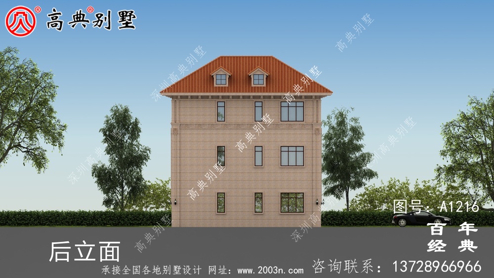 三层欧式石材复式别墅外观设计效果图_乡村三层别墅设计图纸