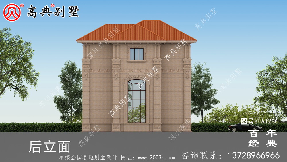 欧式古典三层带阳台别墅设计工程图纸_三层别墅图纸
