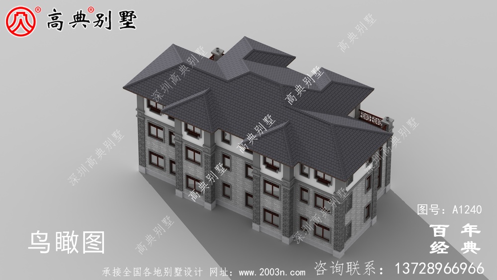 新中式三层双拼别墅设计工程图纸及设计效果图_别墅设计图纸