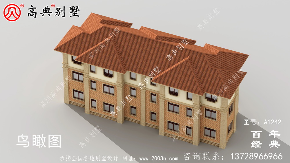 高檔大氣復式三層歐式雙拼大別墅設計效果圖_別墅設計圖紙