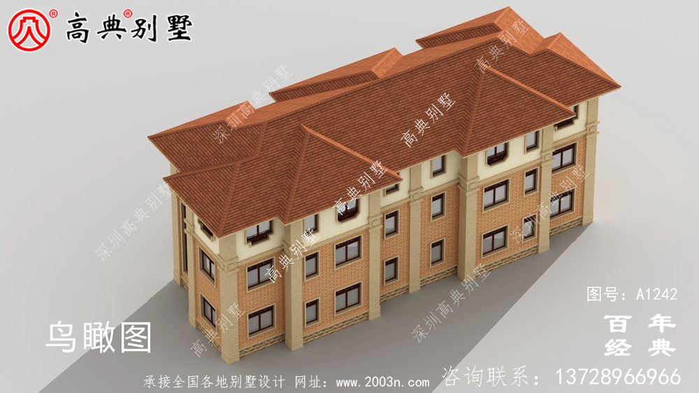 高檔大氣復式三層歐式雙拼大別墅設計效果圖_別墅設計圖紙