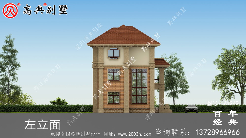 高檔大氣復式三層歐式雙拼大別墅設計效果圖_別墅設計圖紙