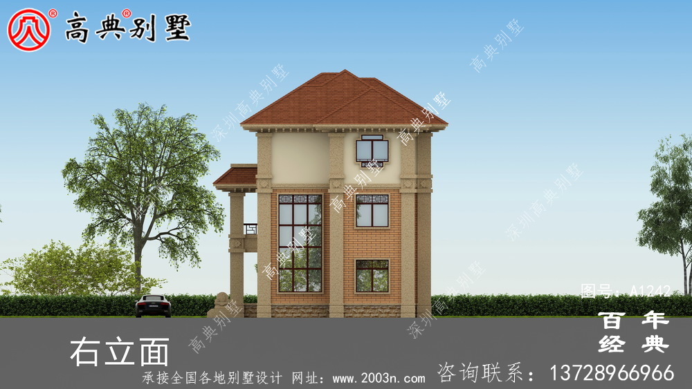 高檔大氣復式三層歐式雙拼大別墅設計效果圖_別墅設計圖紙