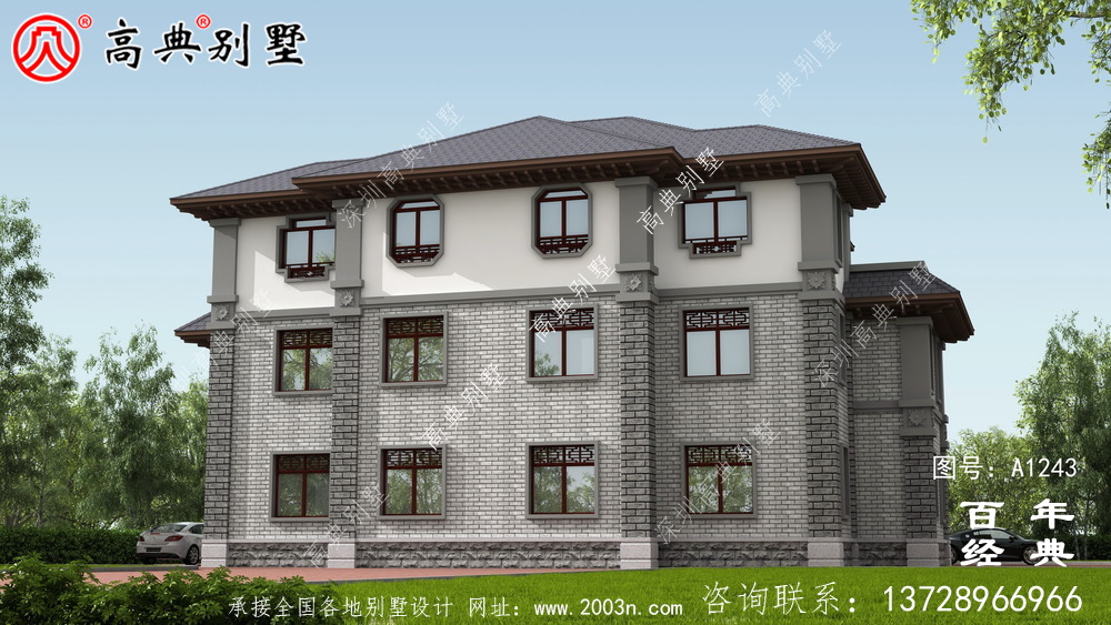 新中式三層農村別墅設計圖紙_新農村別墅家居設計