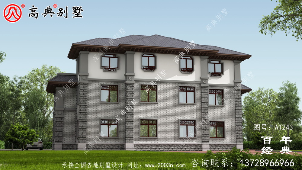 新中式三層農村別墅設計圖紙_新農村別墅家居設計