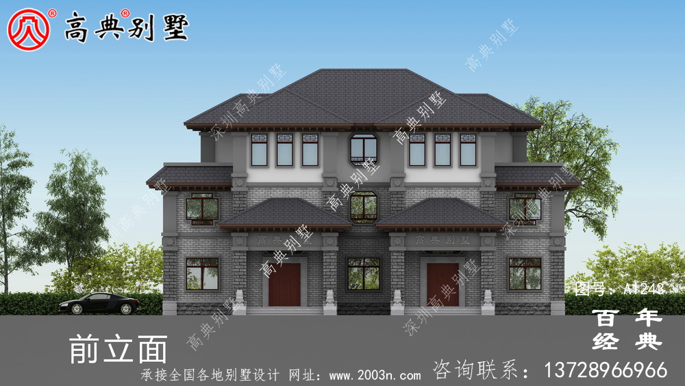 新中式三層農村別墅設計圖紙_新農村別墅家居設計