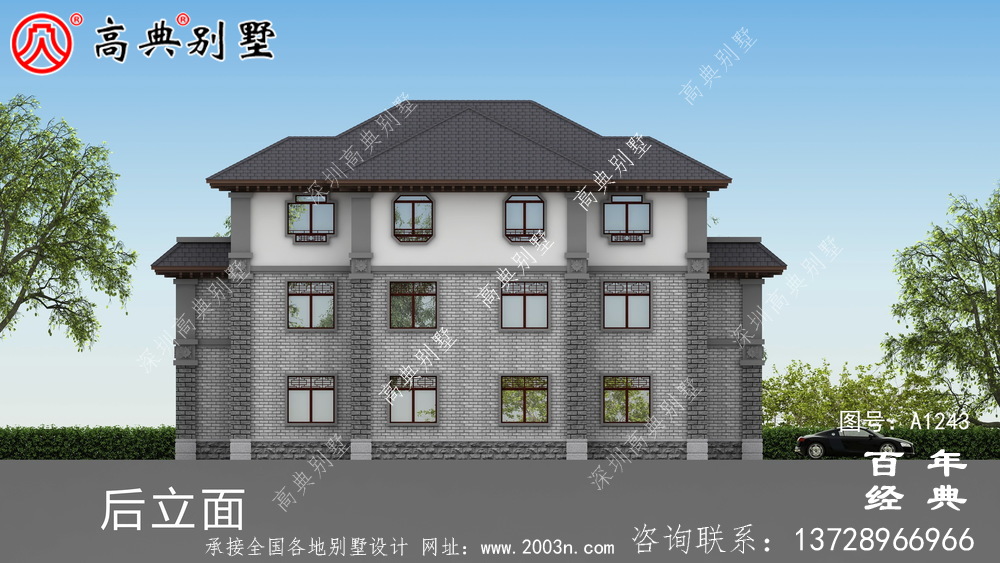 新中式三層農村別墅設計圖紙_新農村別墅家居設計