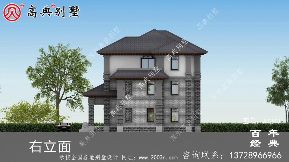 新中式三層農村別墅設計圖紙_新農村別墅家居設計