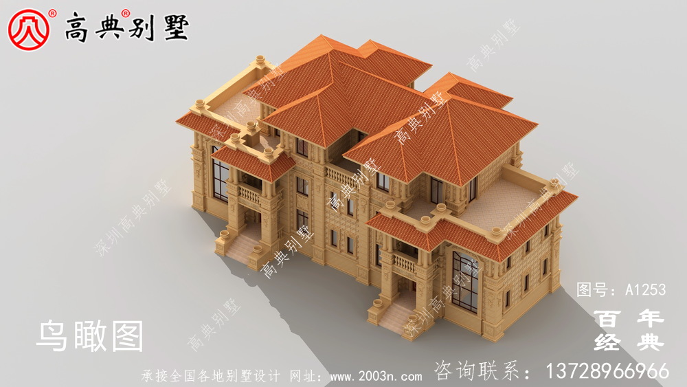雙拼歐式三層復式別墅外觀設計效果圖_農村三層別墅圖紙