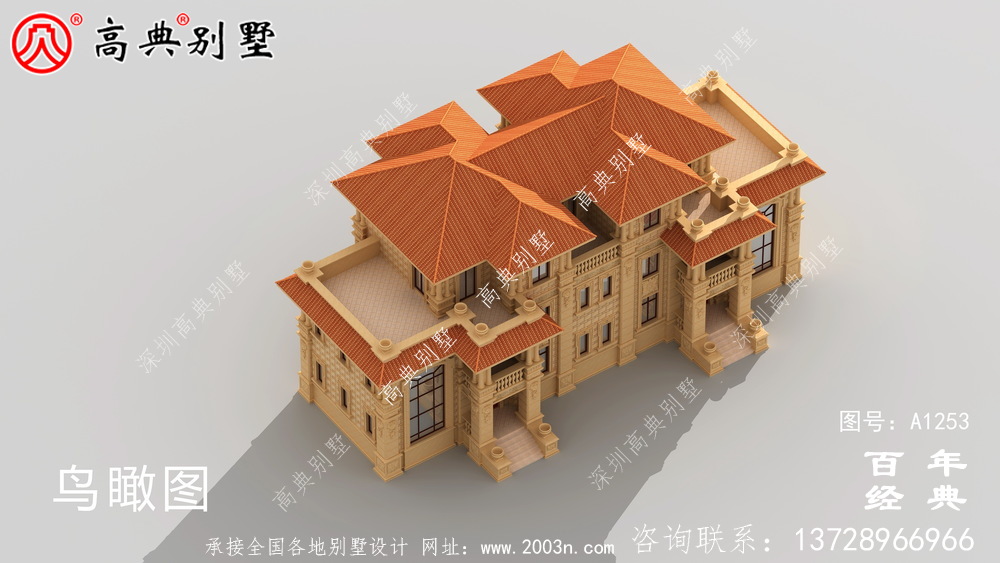 雙拼歐式三層復式別墅外觀設計效果圖_農村三層別墅圖紙