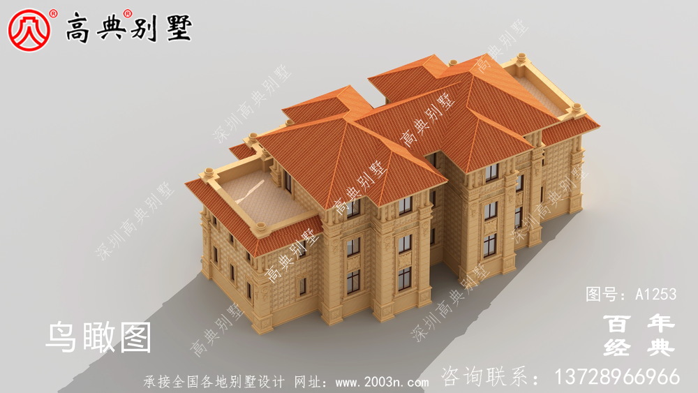 雙拼歐式三層復式別墅外觀設計效果圖_農村三層別墅圖紙