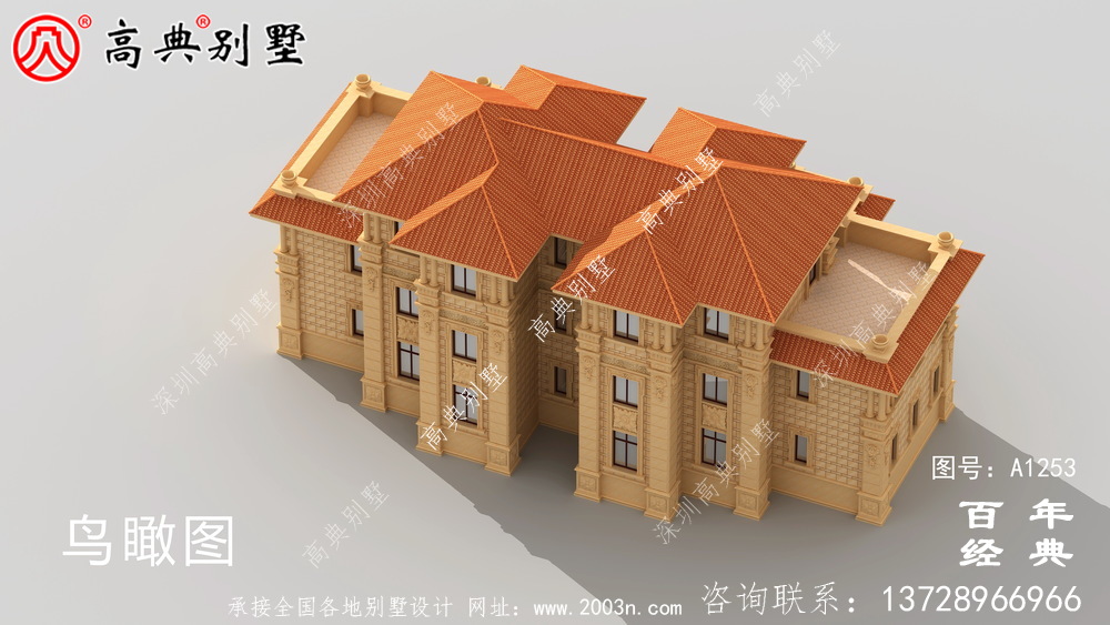 雙拼歐式三層復式別墅外觀設計效果圖_農村三層別墅圖紙